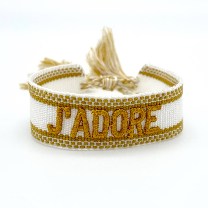 Bracelet J'ADORE tissé et brodé