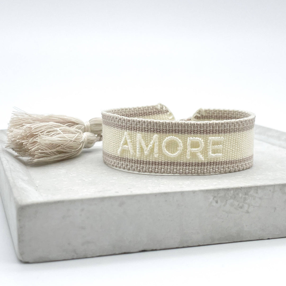 Bracelet AMORE tissé et brodé