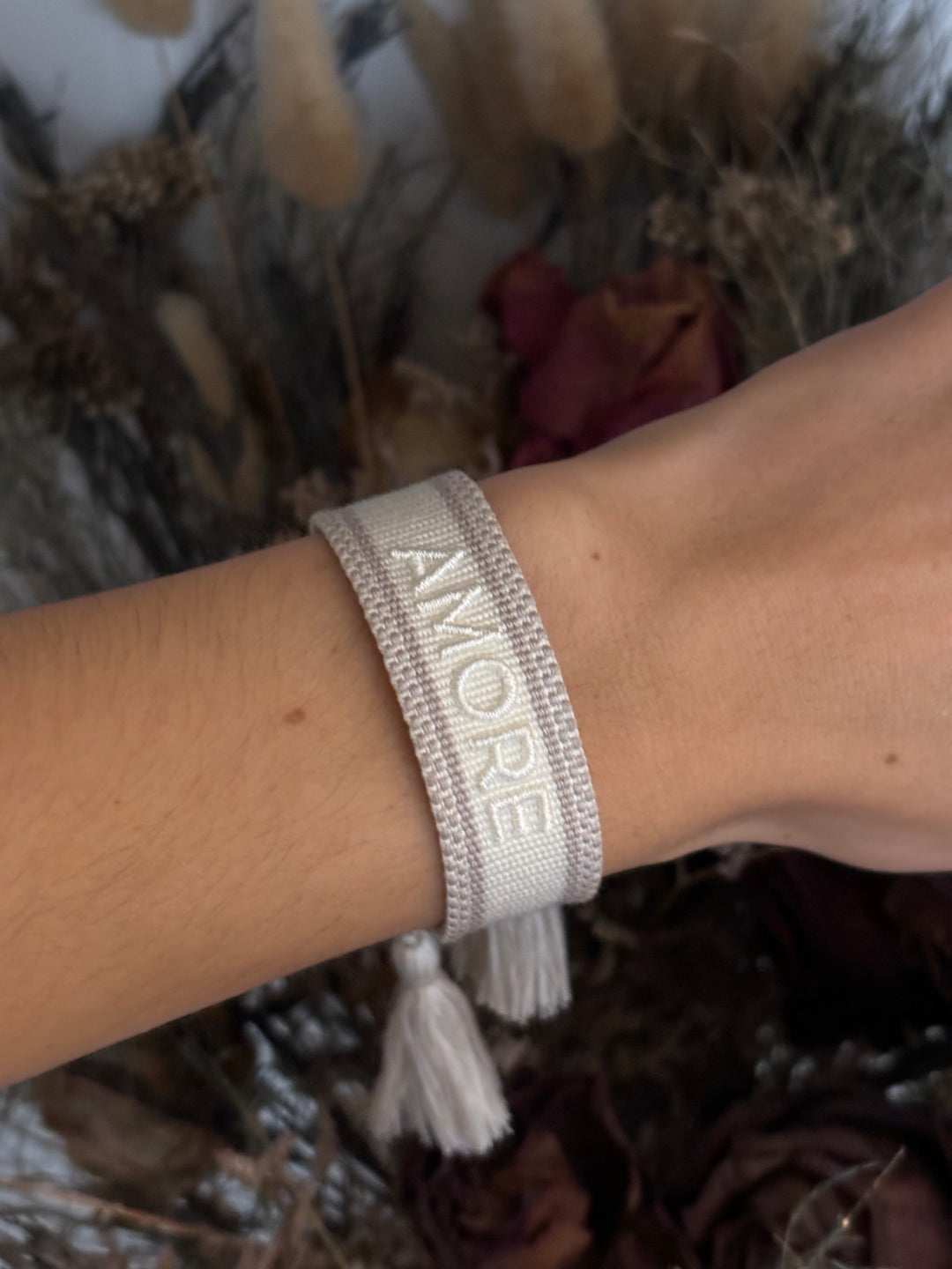 Bracelet AMORE tissé et brodé