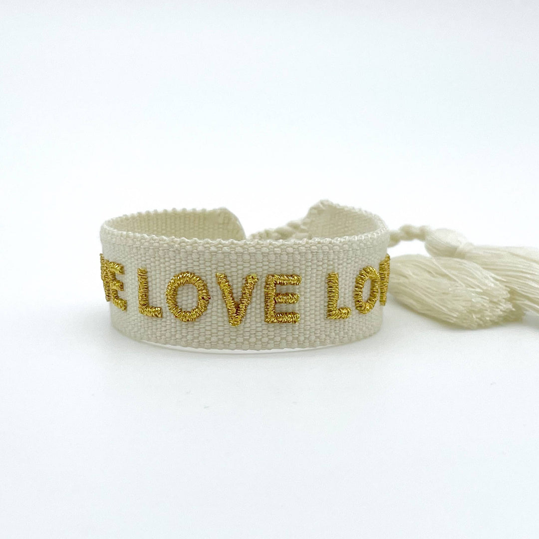 Bracelet LOVE LOVE LOVE tissé et brodé