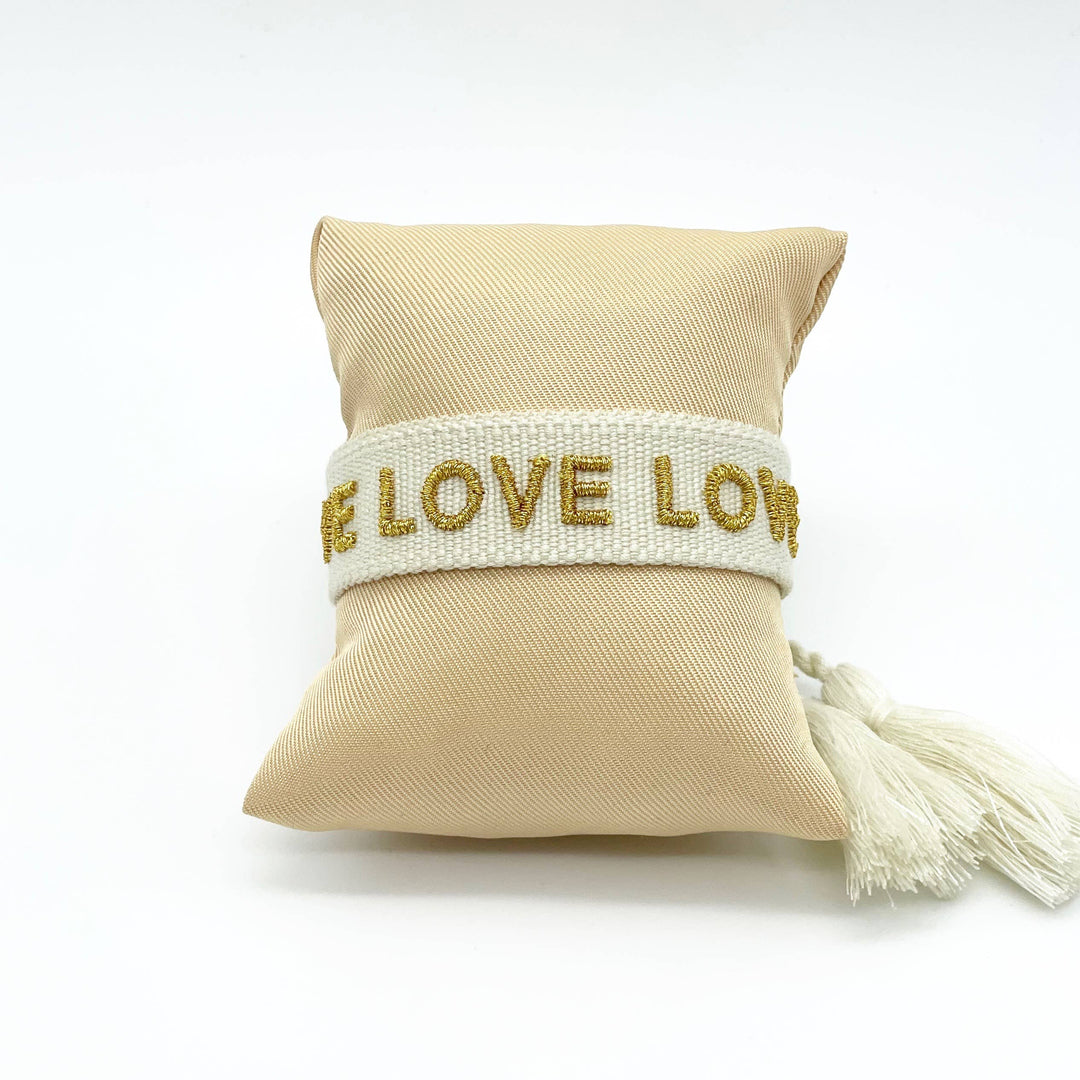 Bracelet LOVE LOVE LOVE tissé et brodé