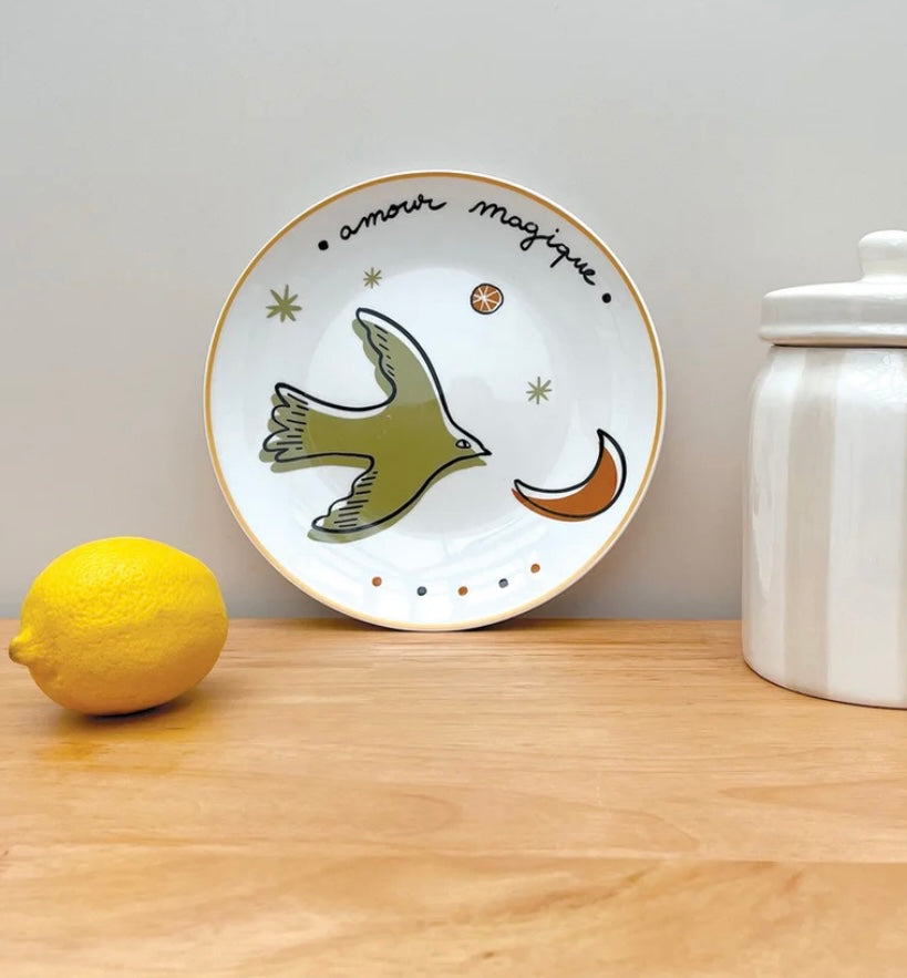 Set de 4 Assiettes à dessert Amour oiseaux