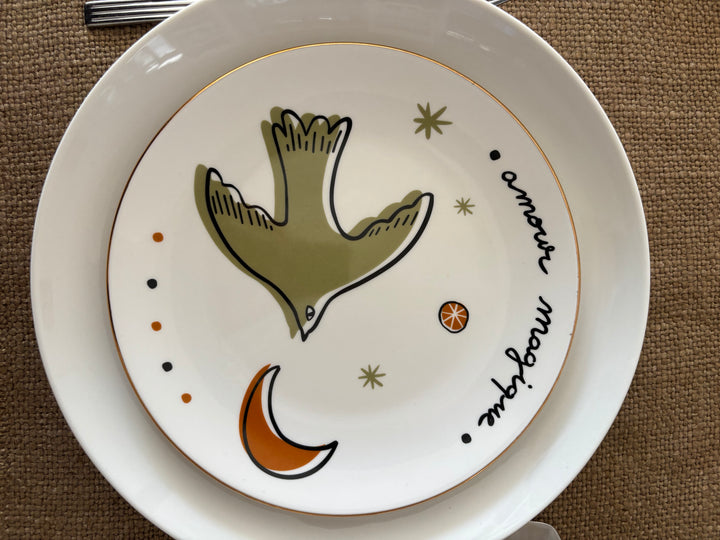 Set de 4 Assiettes à dessert Amour oiseaux